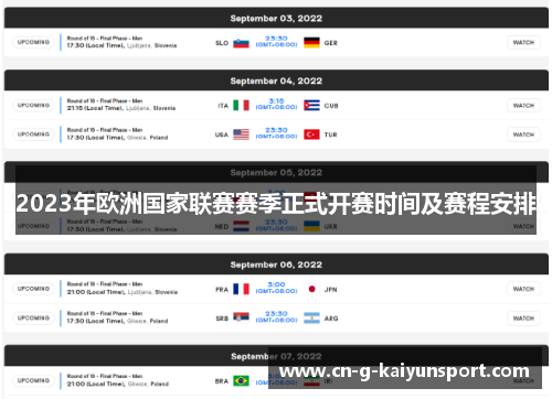 2023年欧洲国家联赛赛季正式开赛时间及赛程安排
